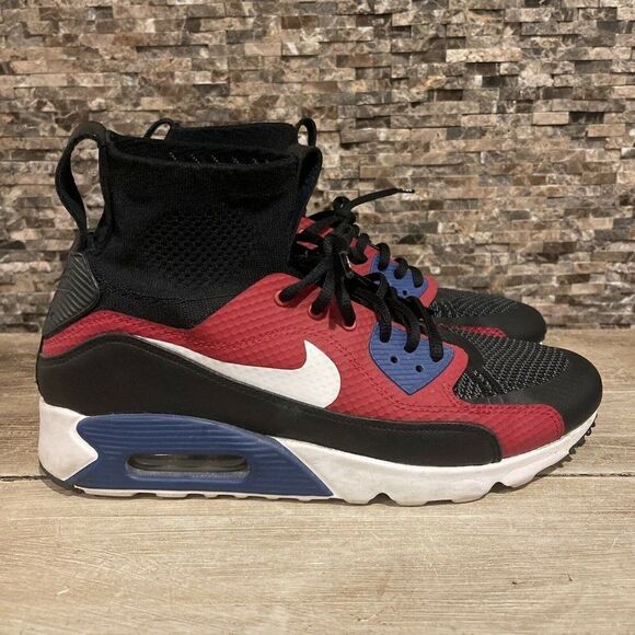 NIKE AIR MAX 90 ULTRA SUPERFLY TINKER HTM BLACK BLUE RED INFRARED 850613-001 9 - Picture 1 of 7